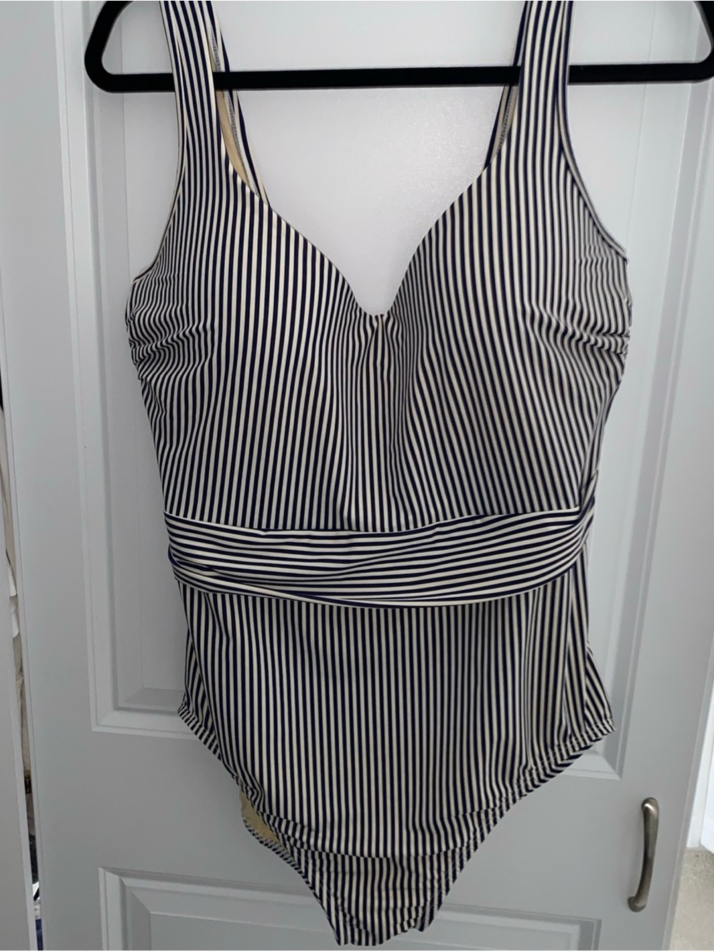 Lands‎ End Size 14 Striped One Piece Swimsuit  Navy White
